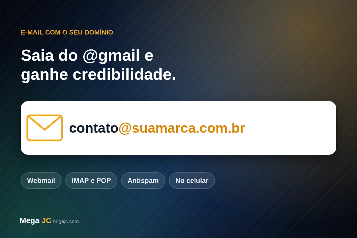 Cartão com o endereço contato@suamarca.com.br representando e-mail profissional