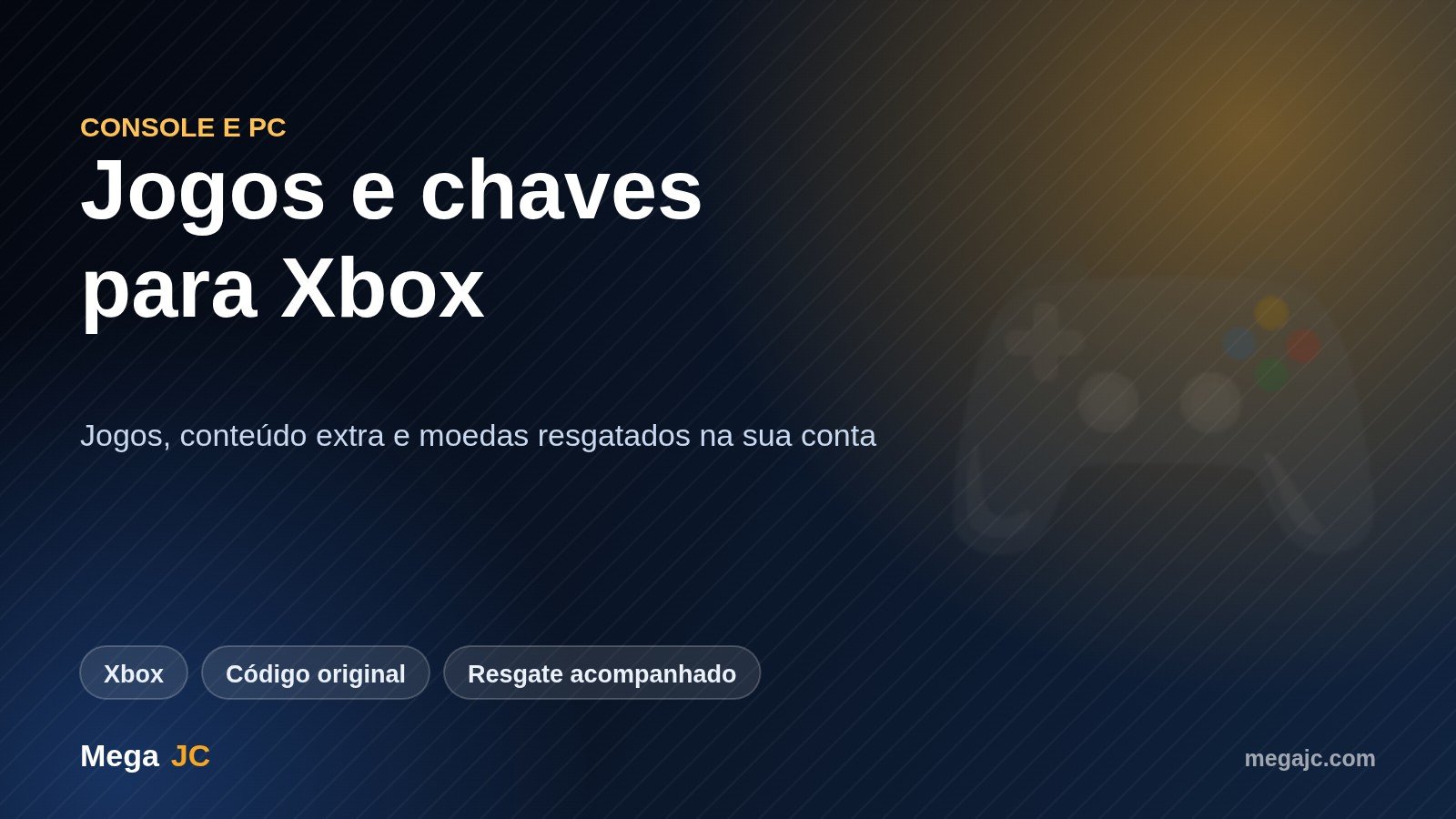 Chaves originais de jogos e conteúdos para Xbox entregues pela Mega JC