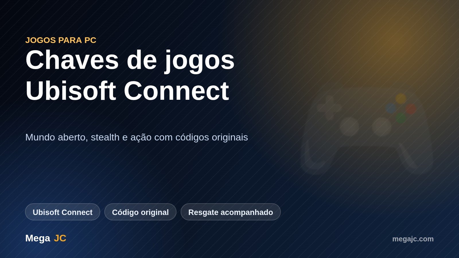 Chaves originais de jogos da Ubisoft para resgate no Ubisoft Connect na Mega JC