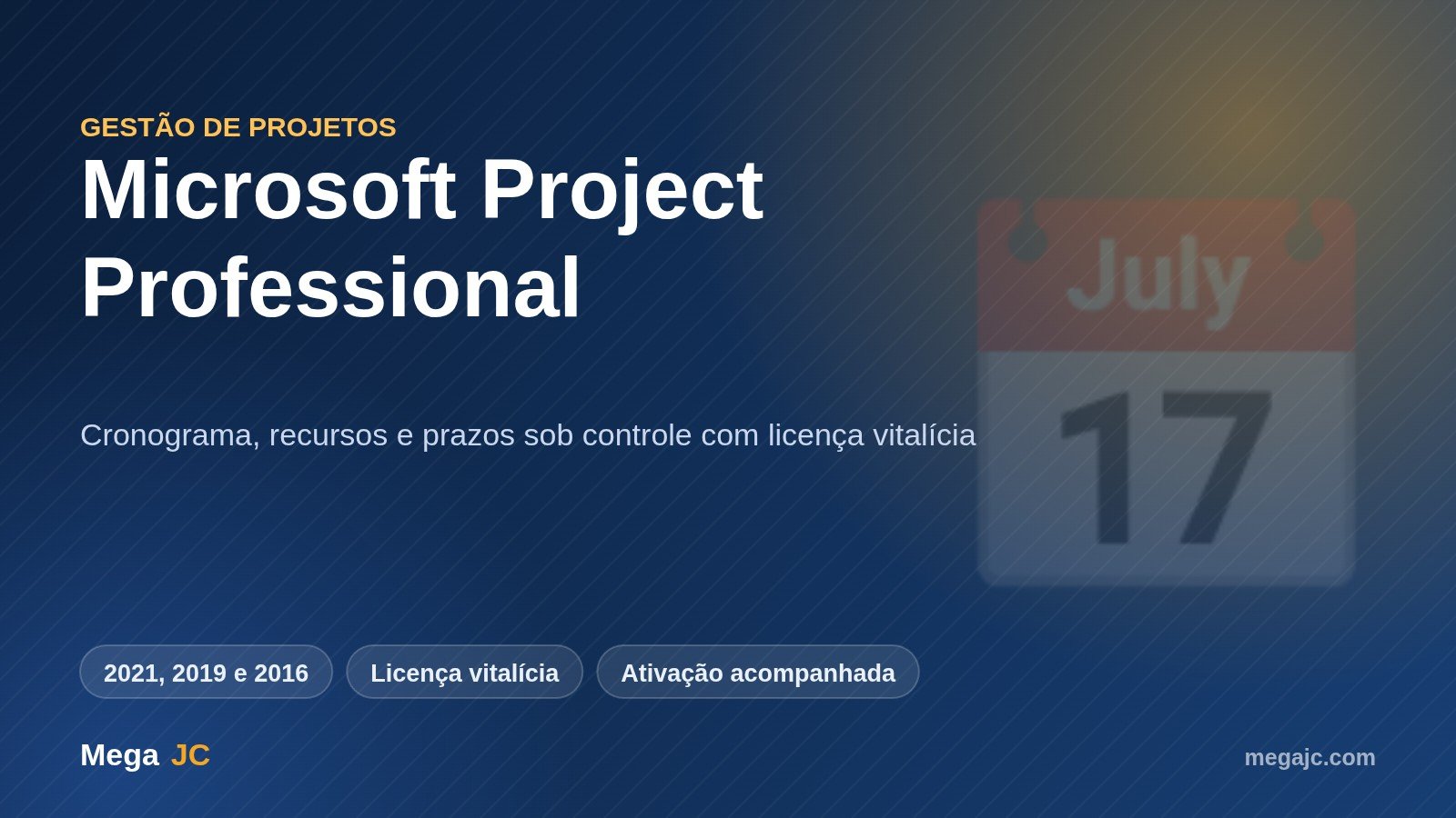 Chave original do Microsoft Project Professional entregue pela Mega JC
