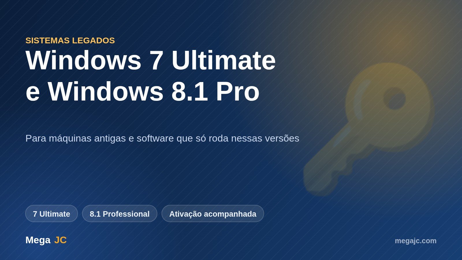 Chaves originais de Windows 7 Ultimate e Windows 8.1 Professional na Mega JC