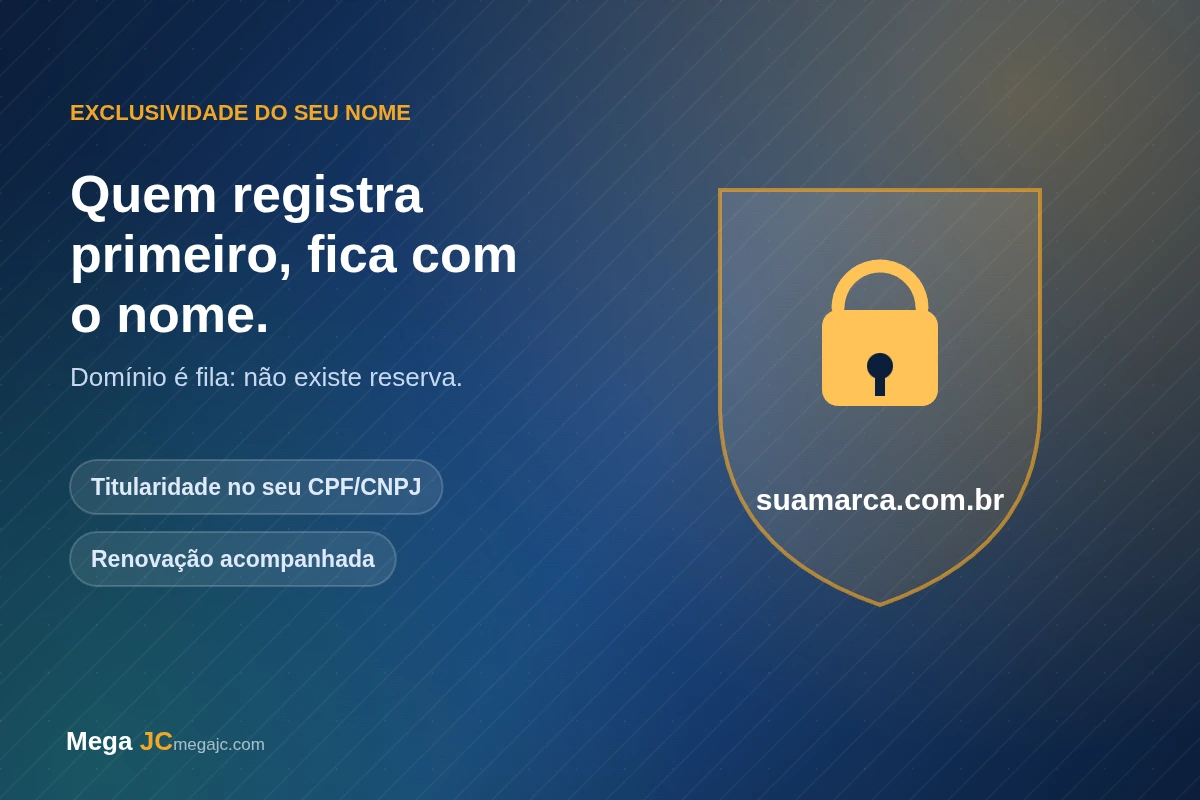 Escudo com cadeado protegendo o domínio suamarca.com.br