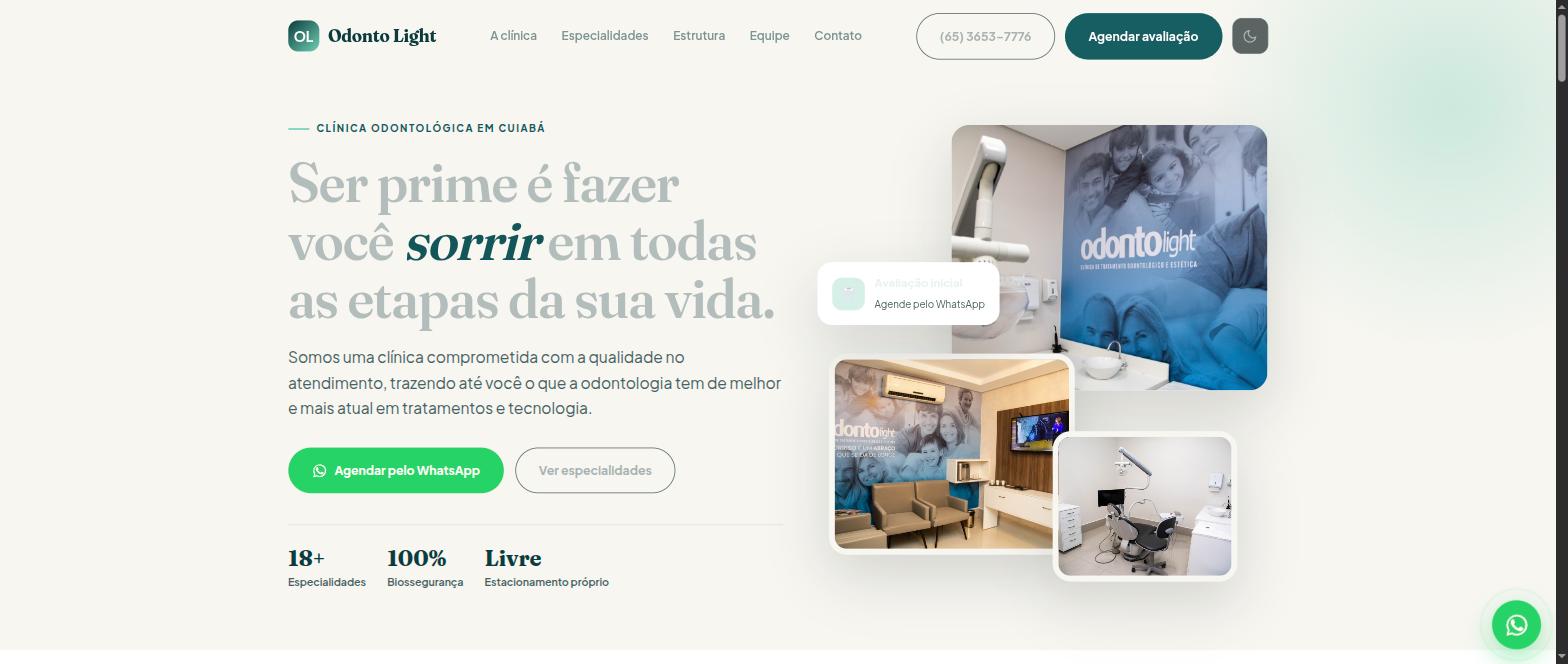 Topo do modelo 1 de site para clínica odontológica criado pela Mega JC