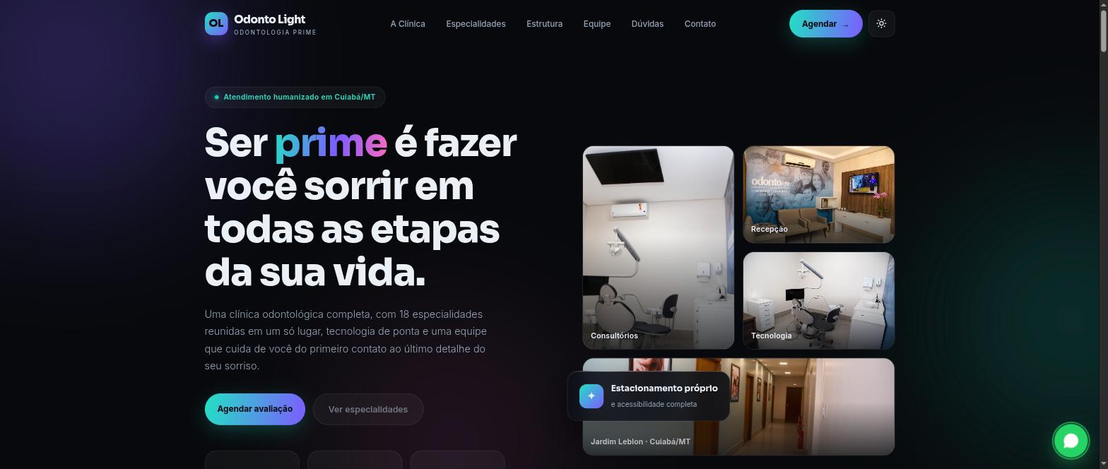 Topo do modelo 2 de site para clínica odontológica criado pela Mega JC
